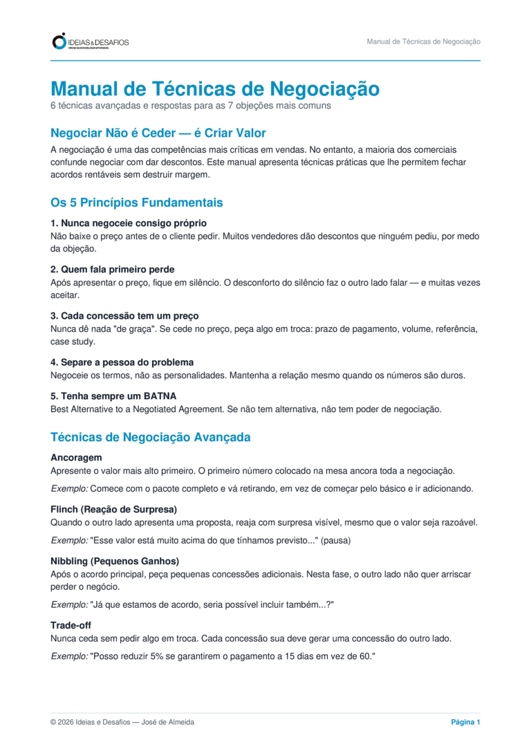 Manual de Técnicas de Negociação